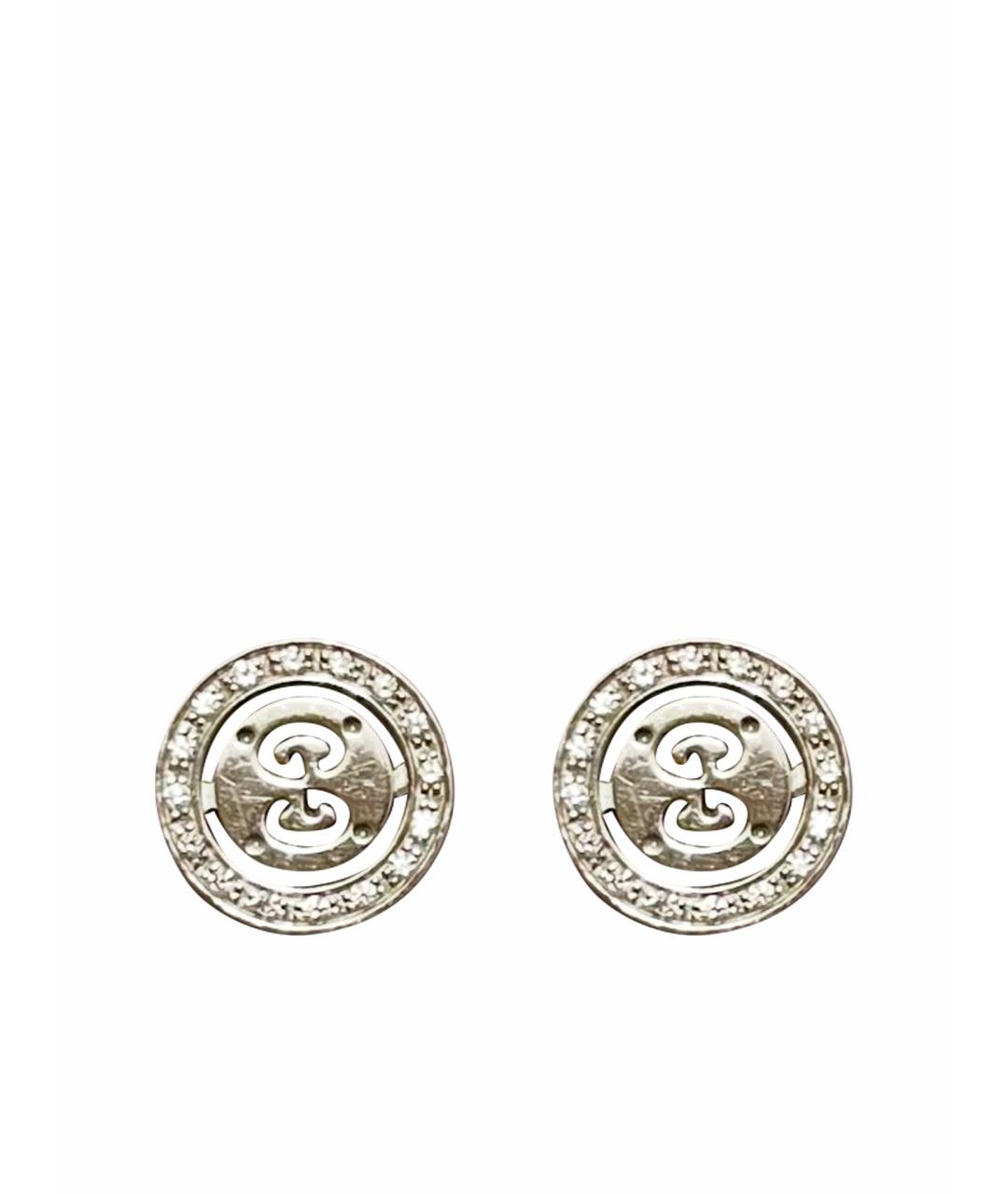 GUCCI Серебряные серьги из белого золота, фото 1
