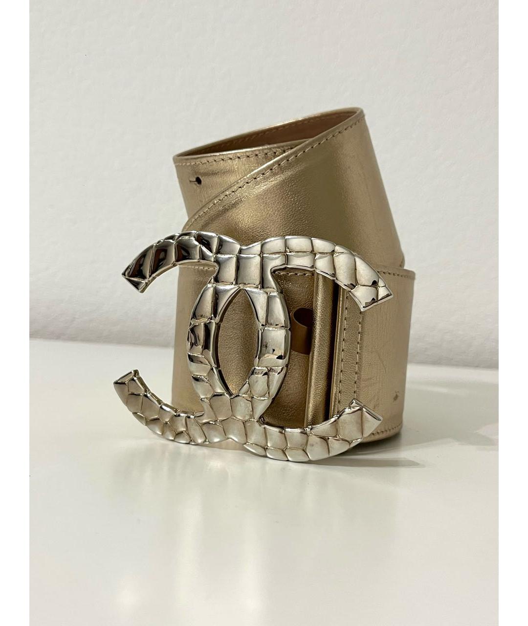 CHANEL Золотой кожаный ремень, фото 6