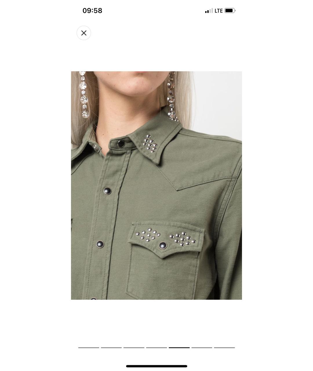 SAINT LAURENT Хаки хлопковая рубашка, фото 5
