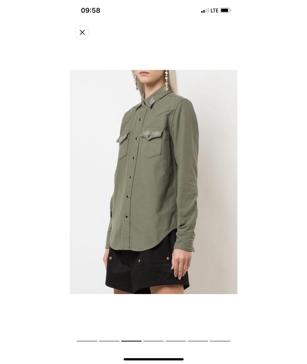 SAINT LAURENT Хаки хлопковая рубашка, фото 3