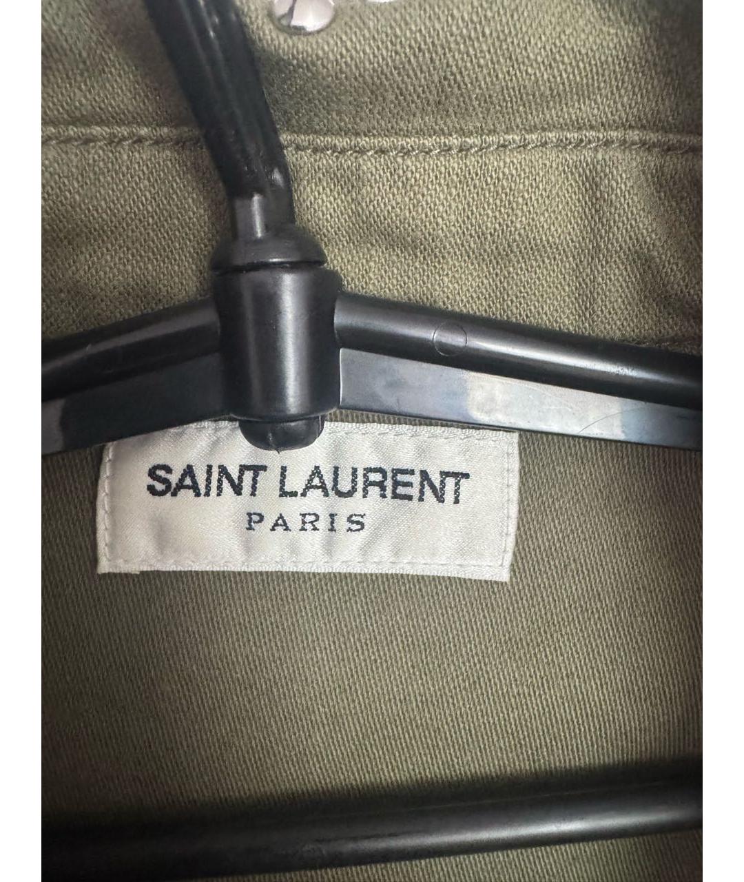 SAINT LAURENT Хаки хлопковая рубашка, фото 8
