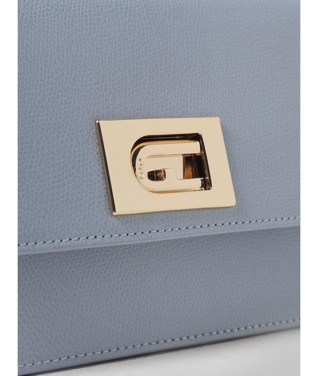 FURLA Голубая кожаная сумка через плечо, фото 3