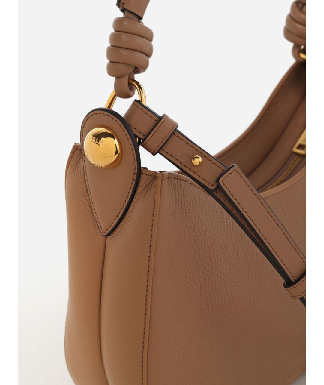 FURLA Бежевая кожаная сумка через плечо, фото 3