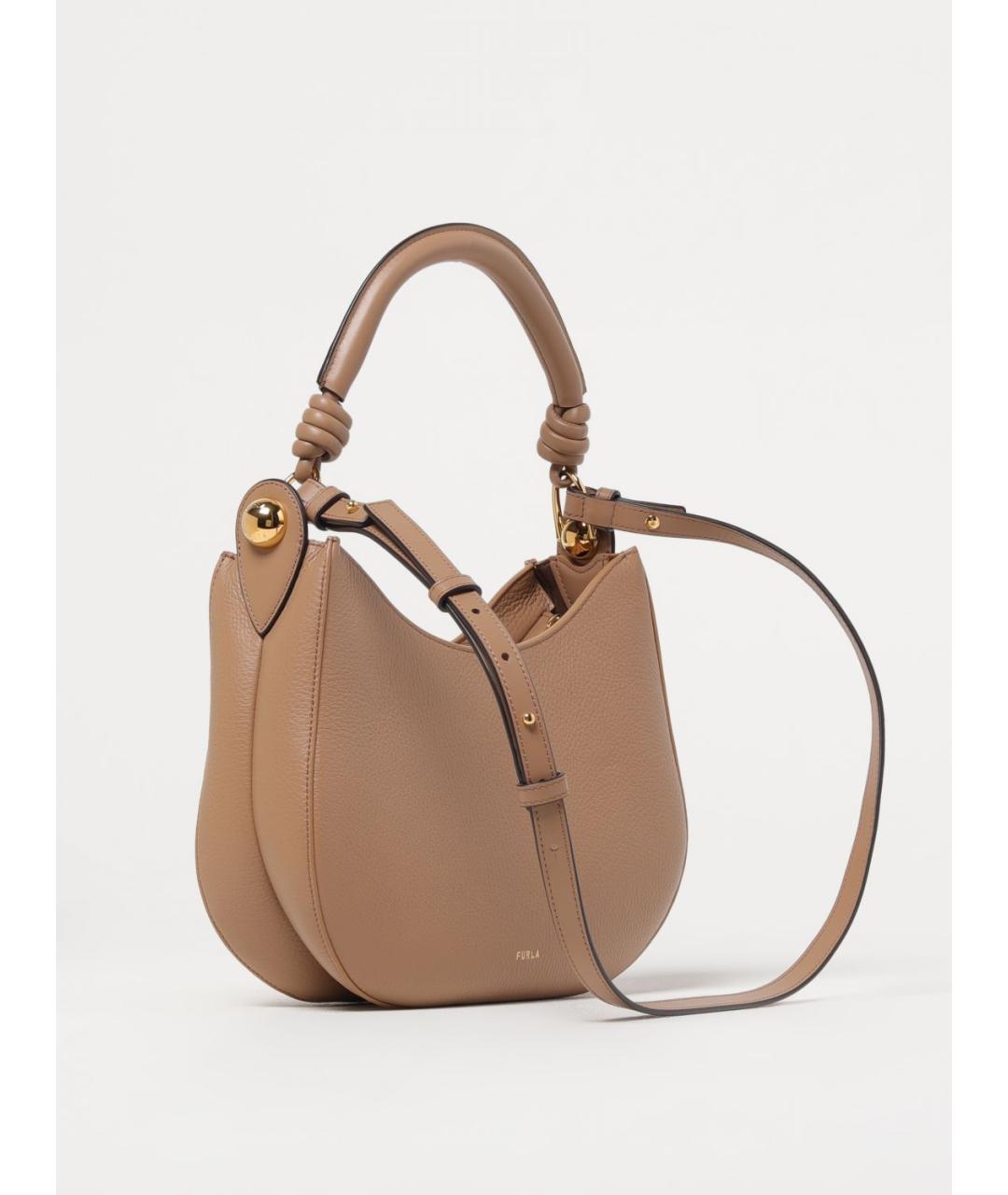 FURLA Бежевая кожаная сумка через плечо, фото 2