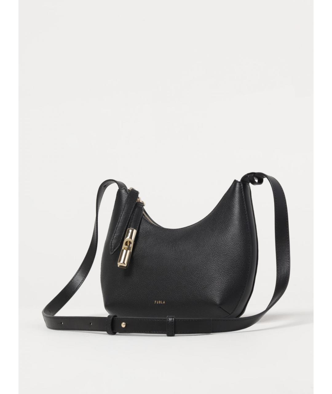 FURLA Черная кожаная сумка через плечо, фото 4