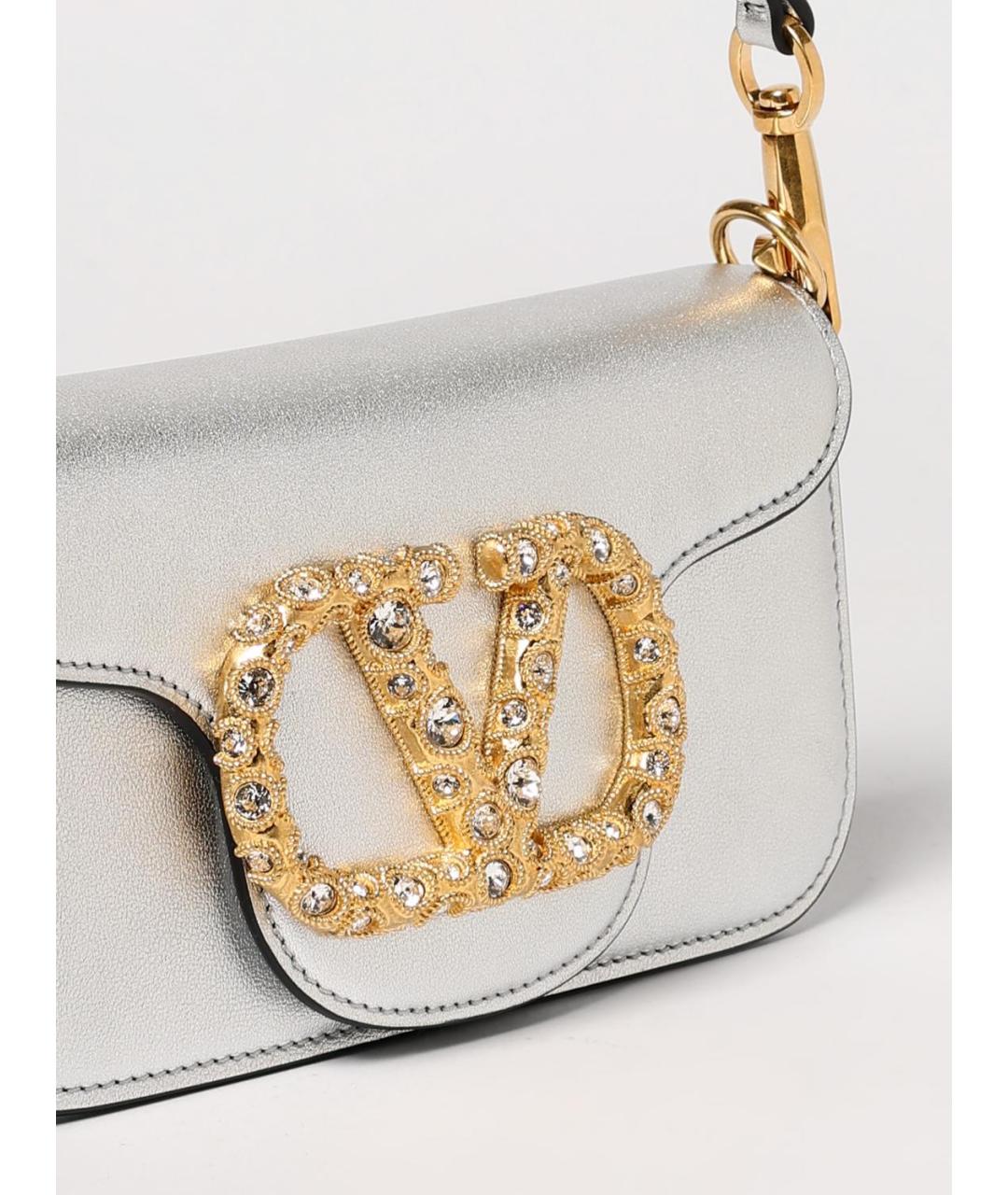 VALENTINO Серебряная кожаная сумка через плечо, фото 4