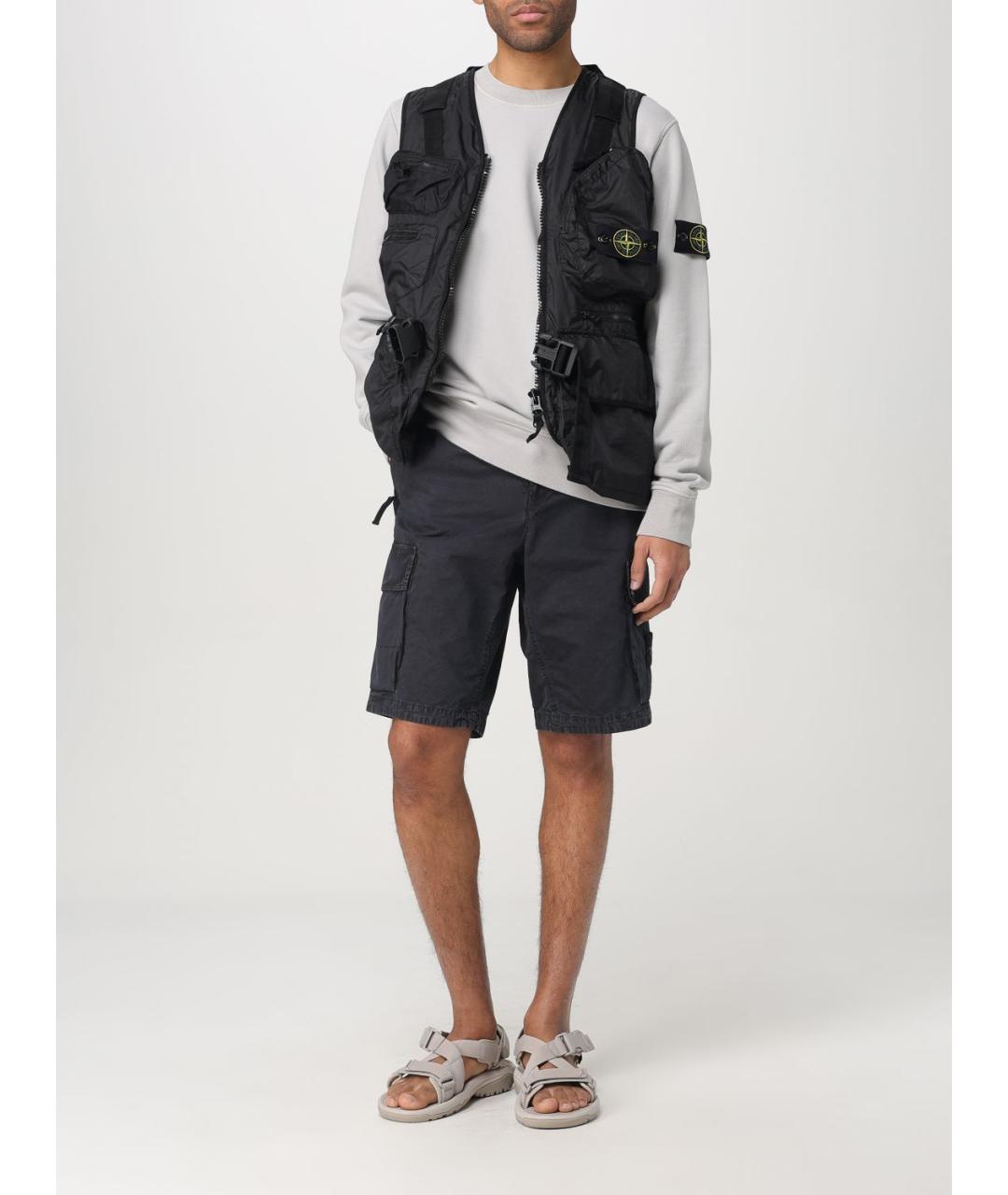 STONE ISLAND Черные хлопковые шорты, фото 3