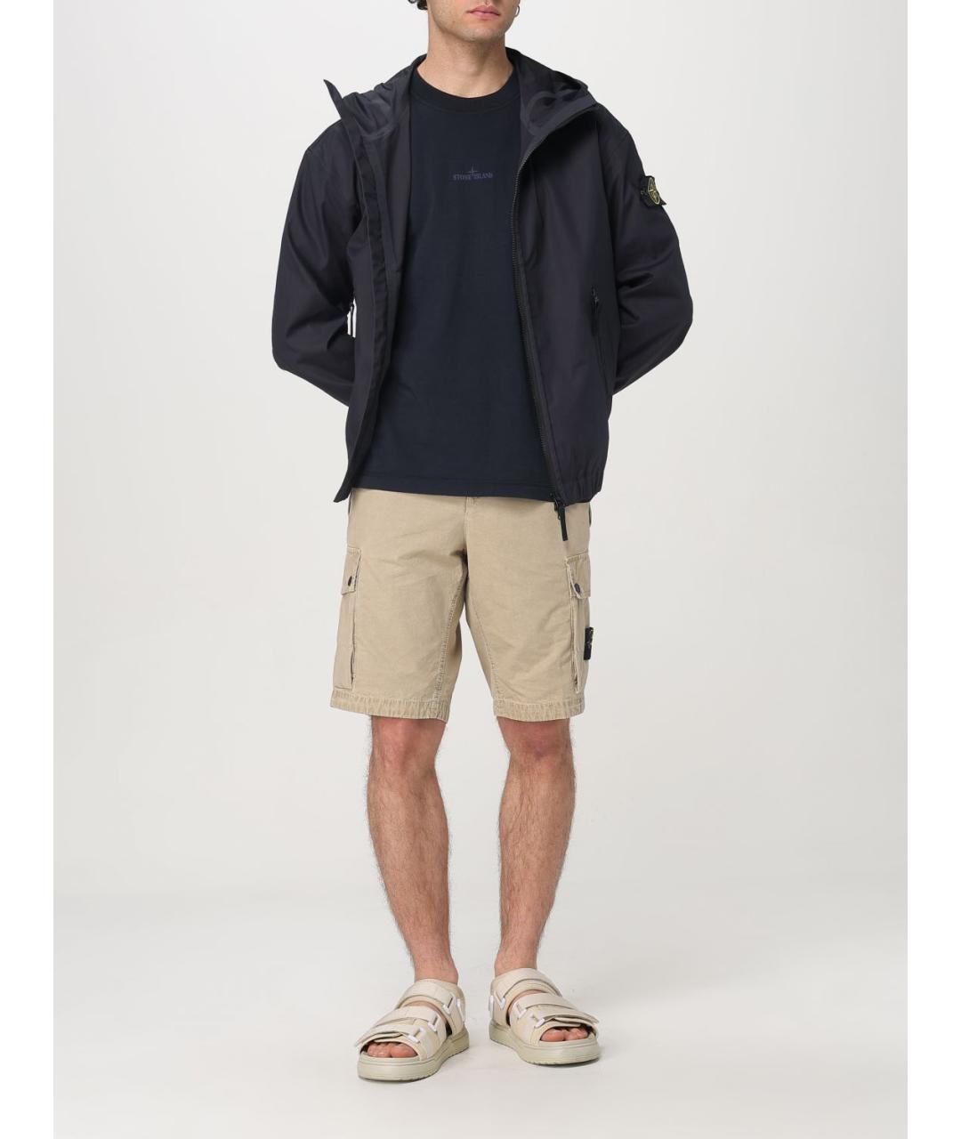 STONE ISLAND Темно-синяя синтетическая куртка, фото 3