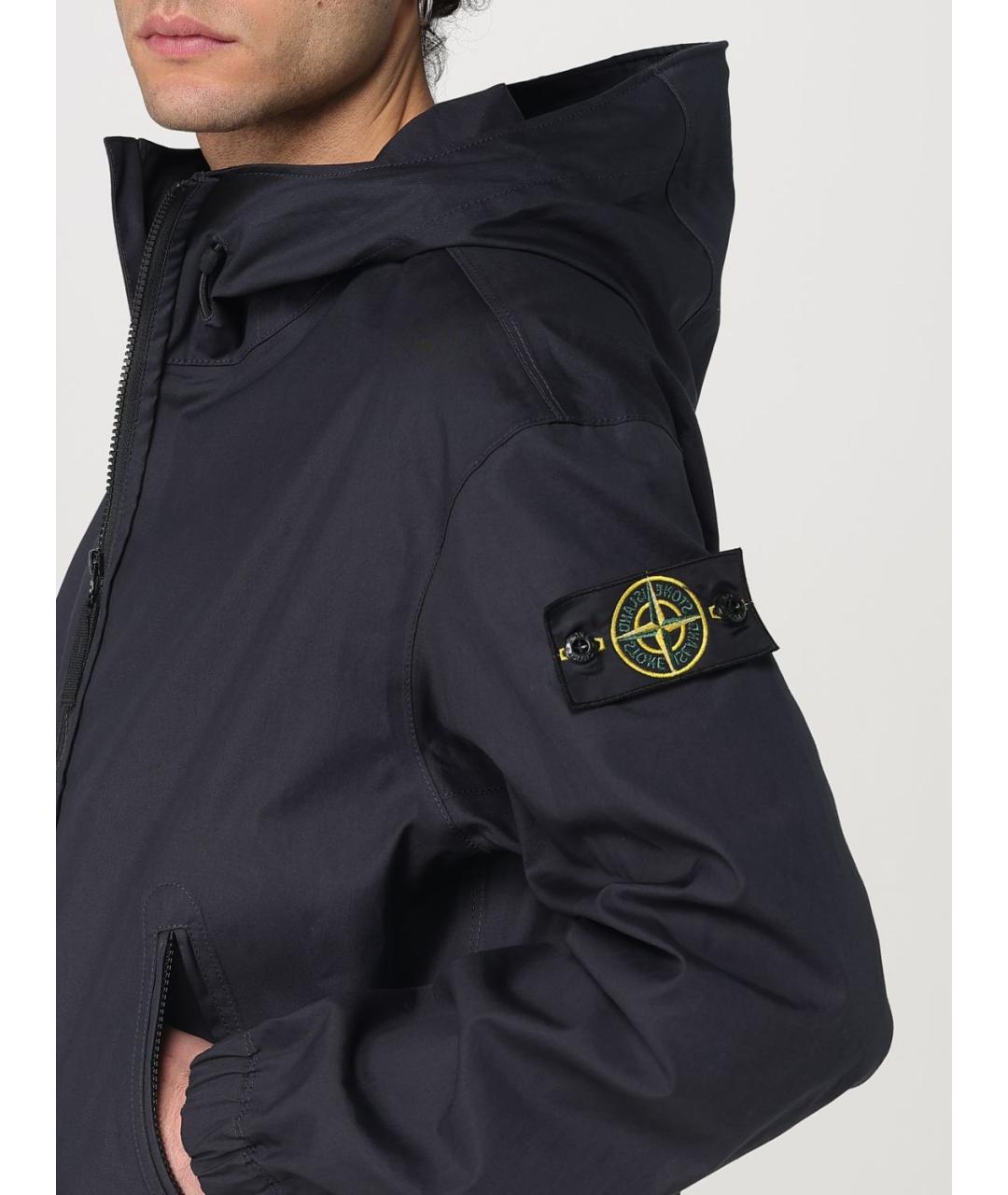 STONE ISLAND Темно-синяя синтетическая куртка, фото 6