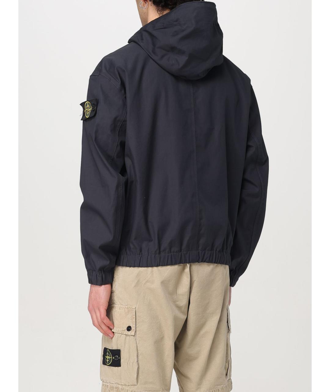 STONE ISLAND Темно-синяя синтетическая куртка, фото 4