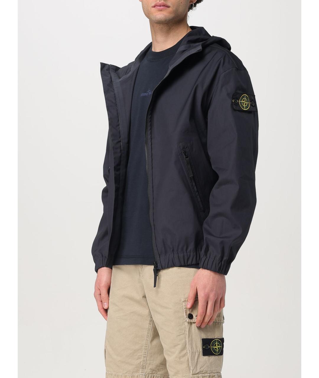 STONE ISLAND Темно-синяя синтетическая куртка, фото 5