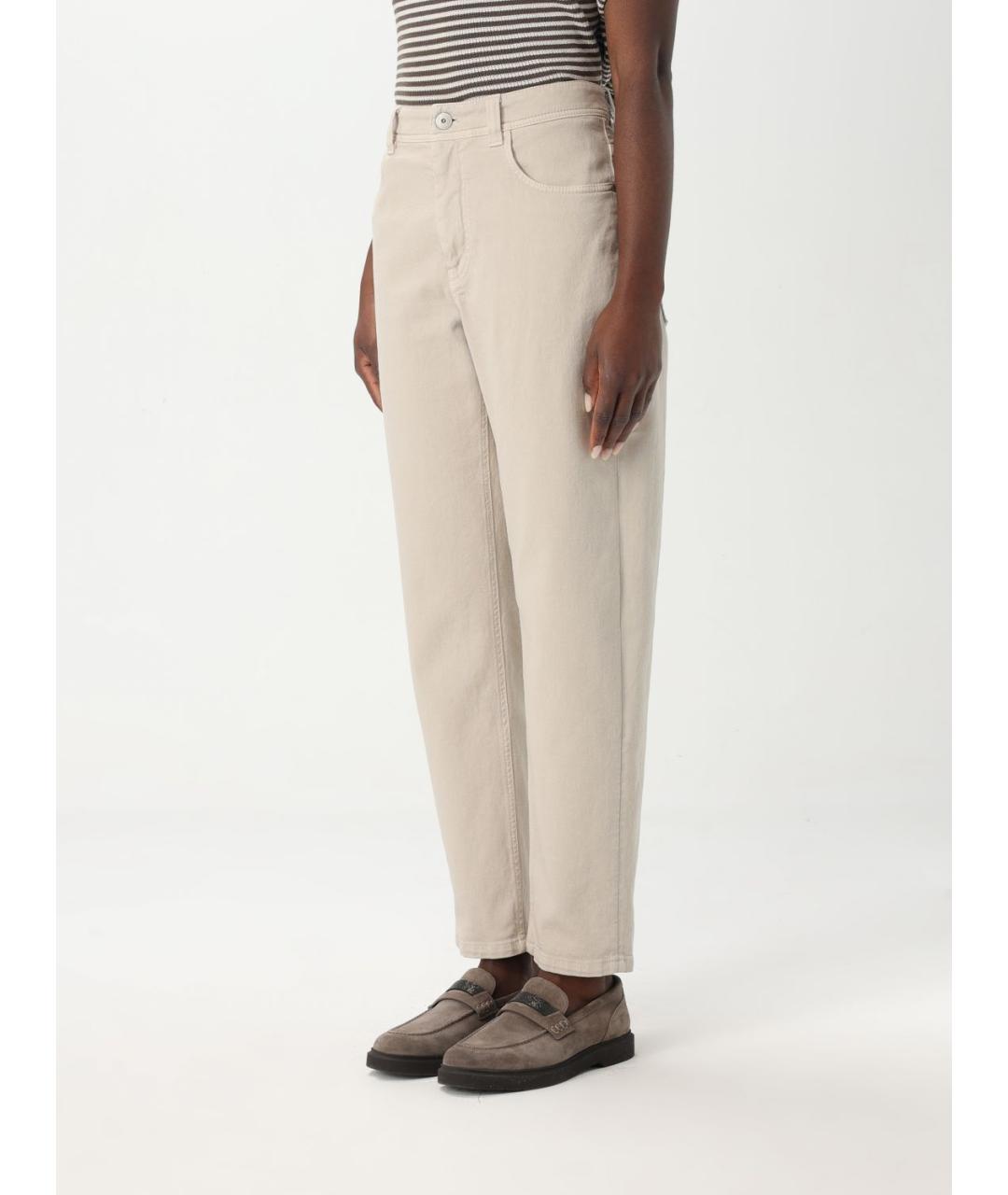 BRUNELLO CUCINELLI Розовые хлопко-эластановые прямые брюки, фото 5