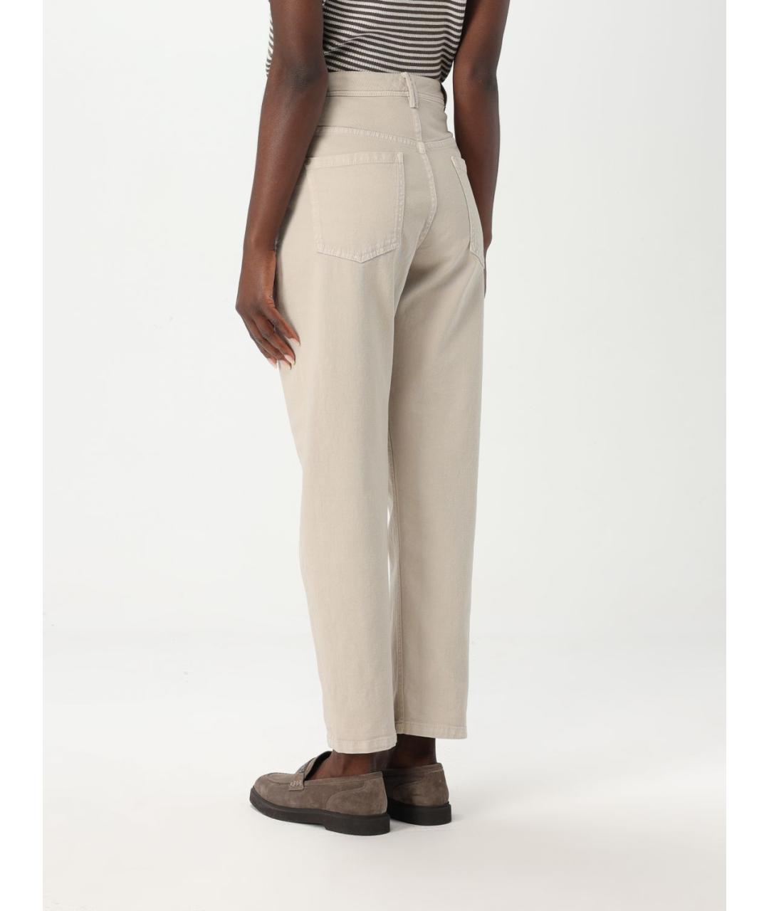BRUNELLO CUCINELLI Розовые хлопко-эластановые прямые брюки, фото 4