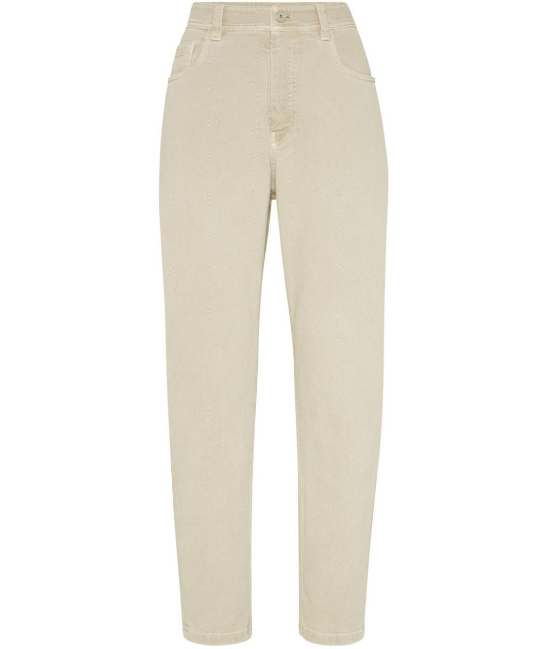 BRUNELLO CUCINELLI Розовые хлопко-эластановые прямые брюки, фото 1
