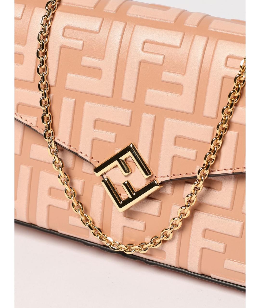 FENDI Розовая кожаная сумка через плечо, фото 4