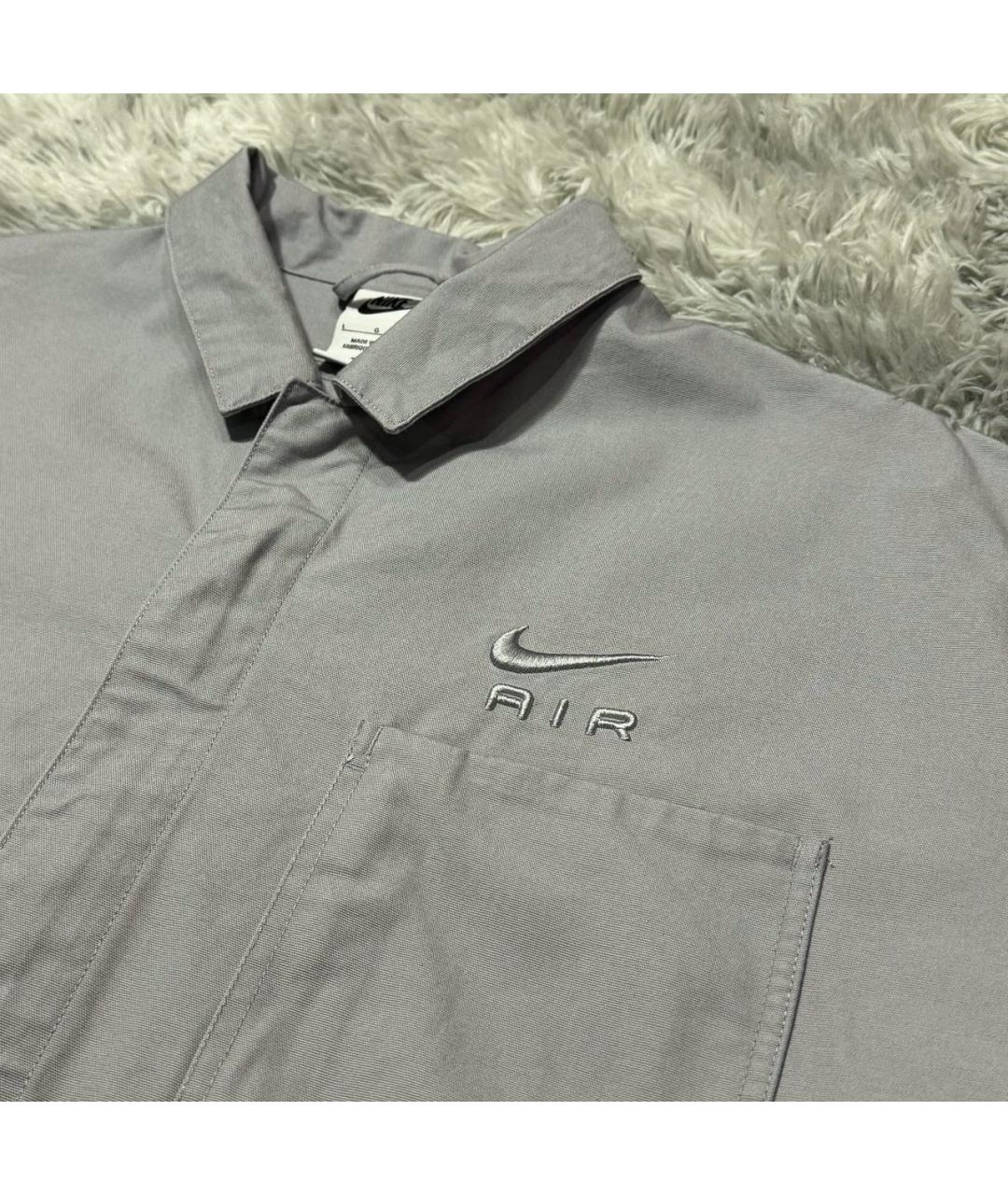 NIKE Серая хлопко-полиэстеровая кэжуал рубашка, фото 4