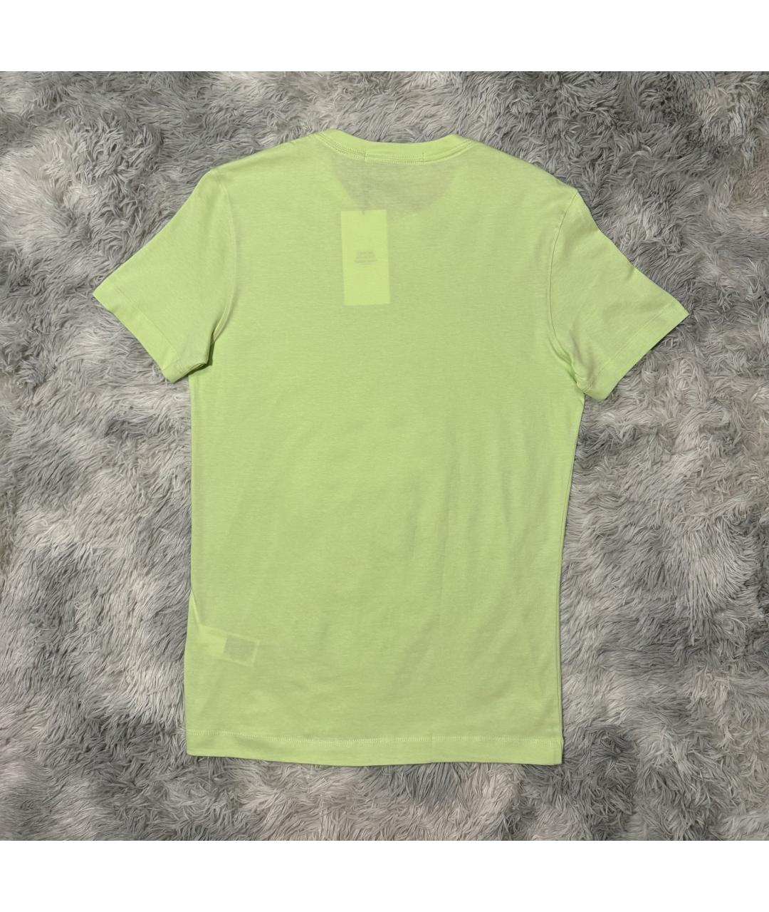 CALVIN KLEIN Салатовая хлопковая футболка, фото 2