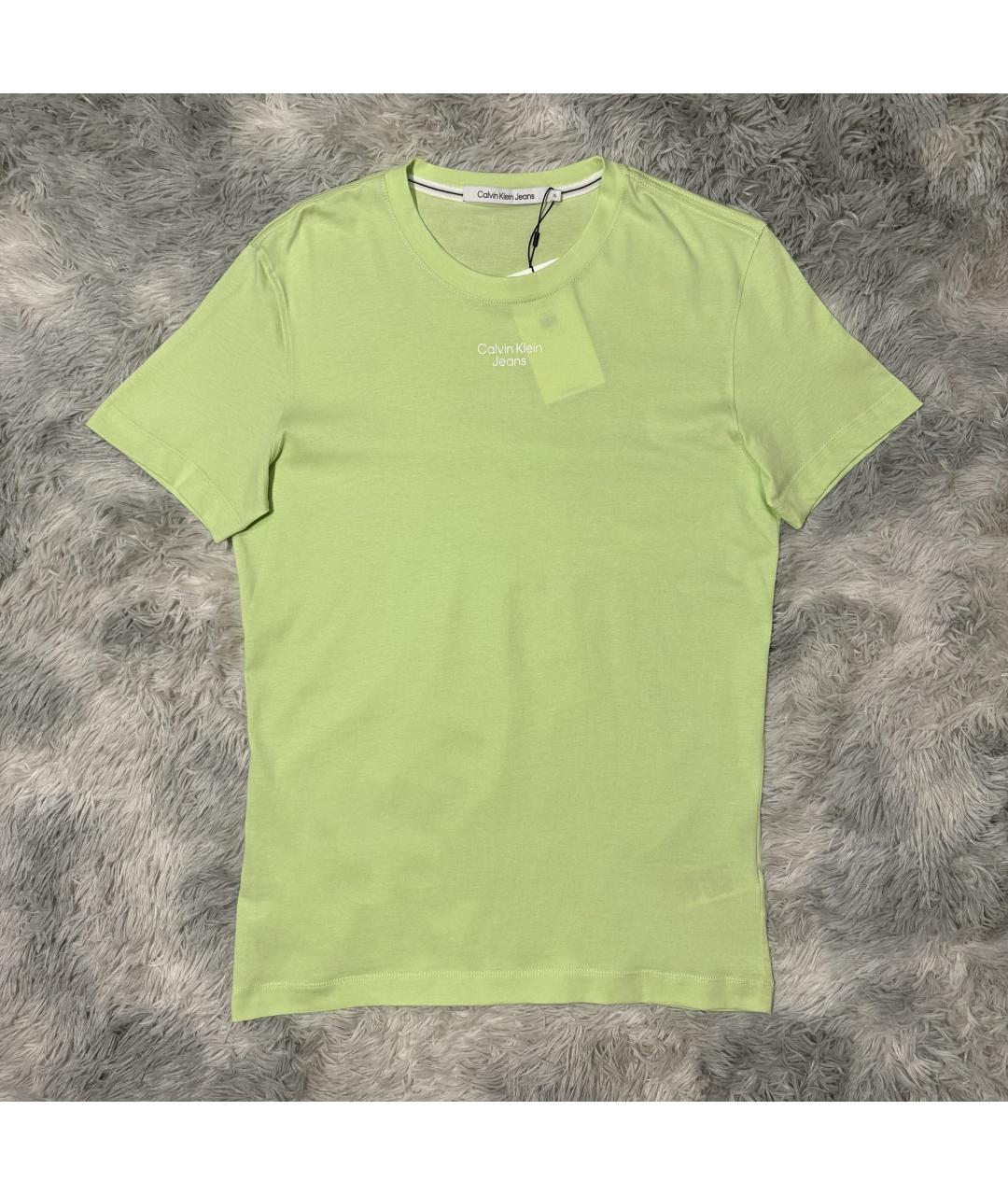 CALVIN KLEIN Салатовая хлопковая футболка, фото 1