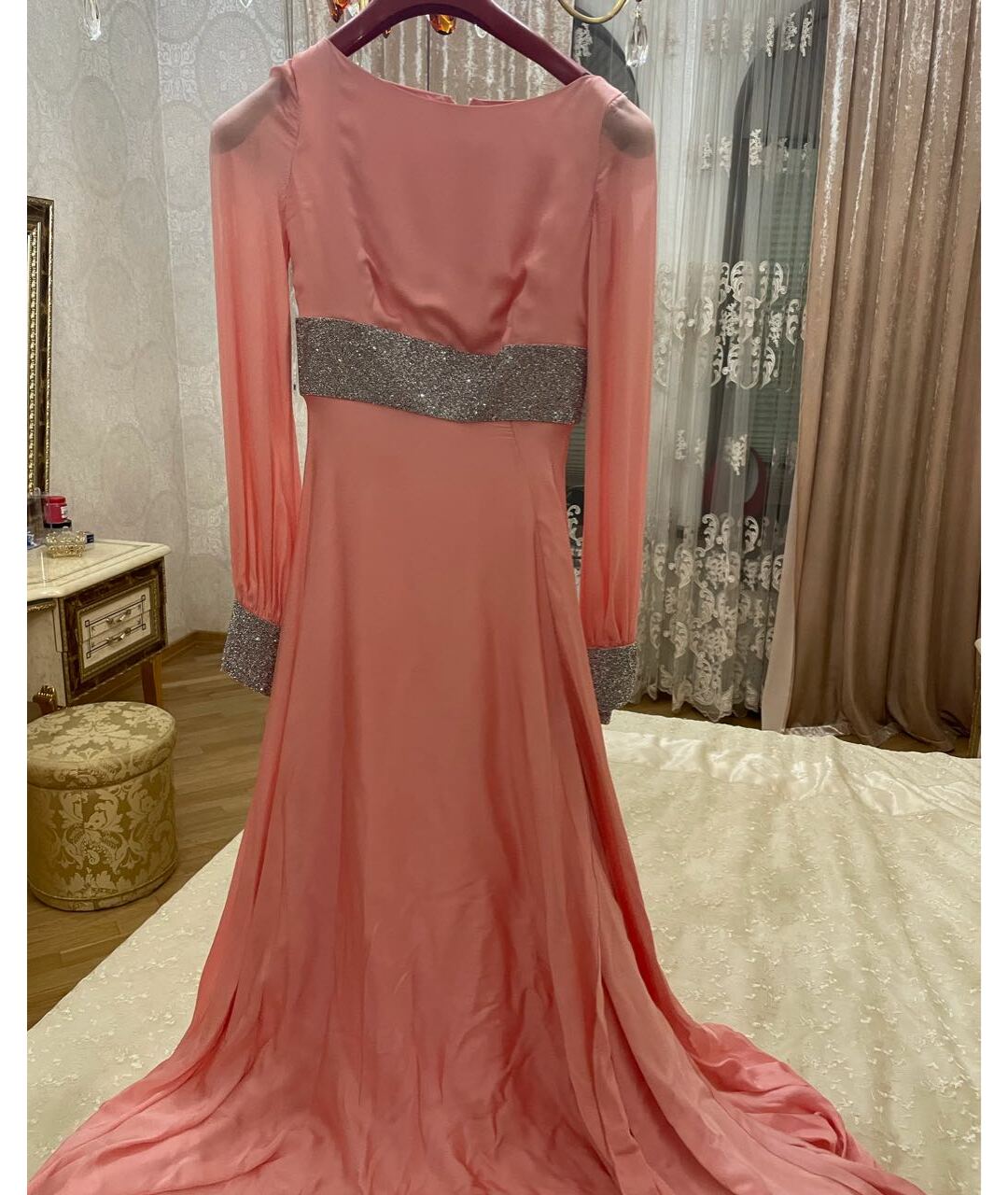 FRANCESCA BELLAVITA Розовое шелковое вечернее платье, фото 5