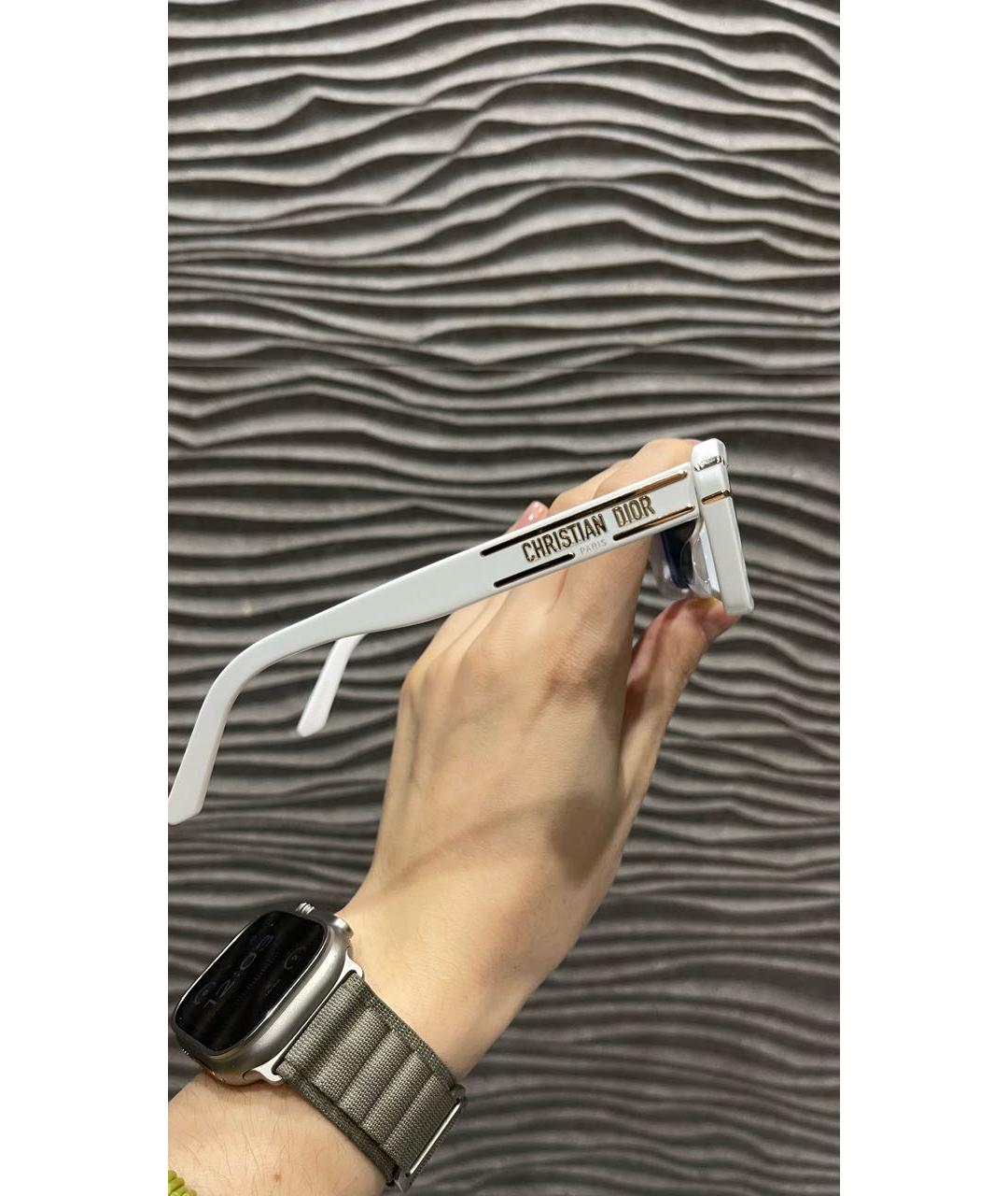 CHRISTIAN DIOR Белые пластиковые солнцезащитные очки, фото 3