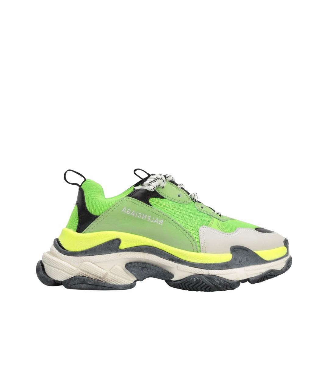 BALENCIAGA Зеленые кожаные низкие кроссовки / кеды, фото 1
