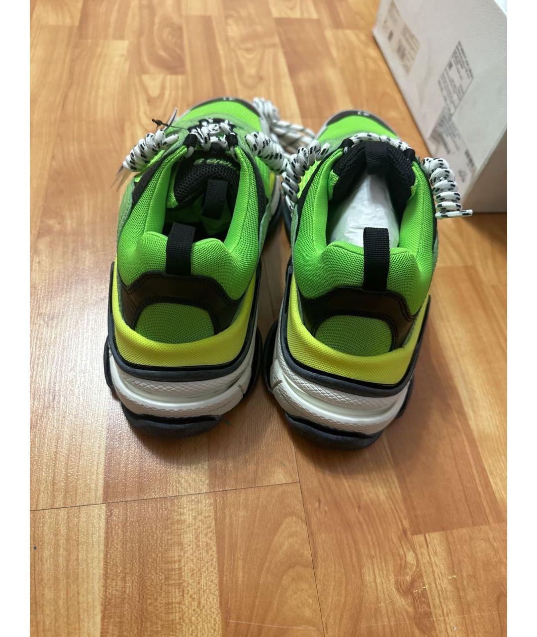 BALENCIAGA Зеленые кожаные низкие кроссовки / кеды, фото 4
