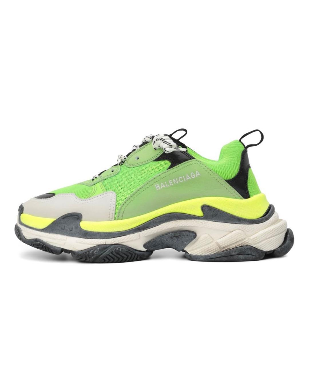 BALENCIAGA Зеленые кожаные низкие кроссовки / кеды, фото 5