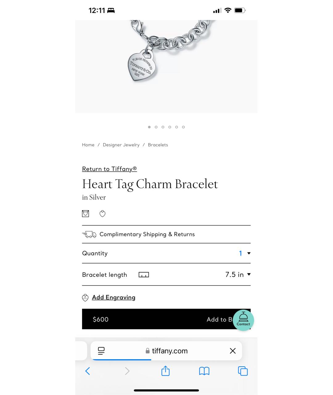 TIFFANY&CO Серебрянный серебряный браслет, фото 6