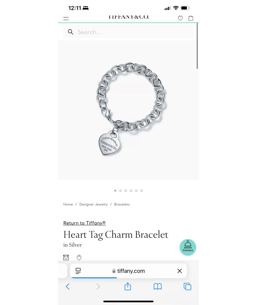 TIFFANY&CO Серебрянный серебряный браслет, фото 5