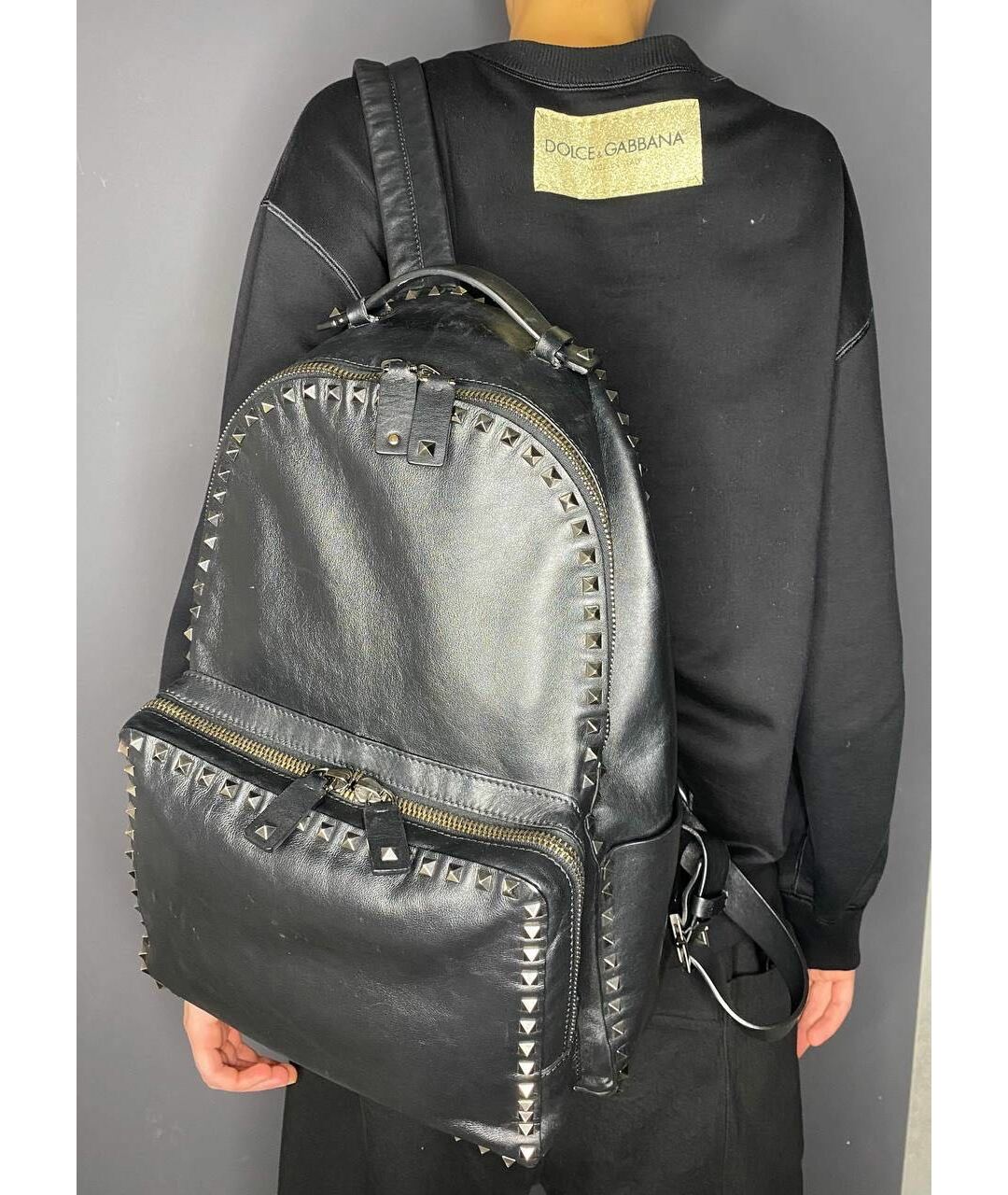 VALENTINO Черный кожаный рюкзак, фото 3