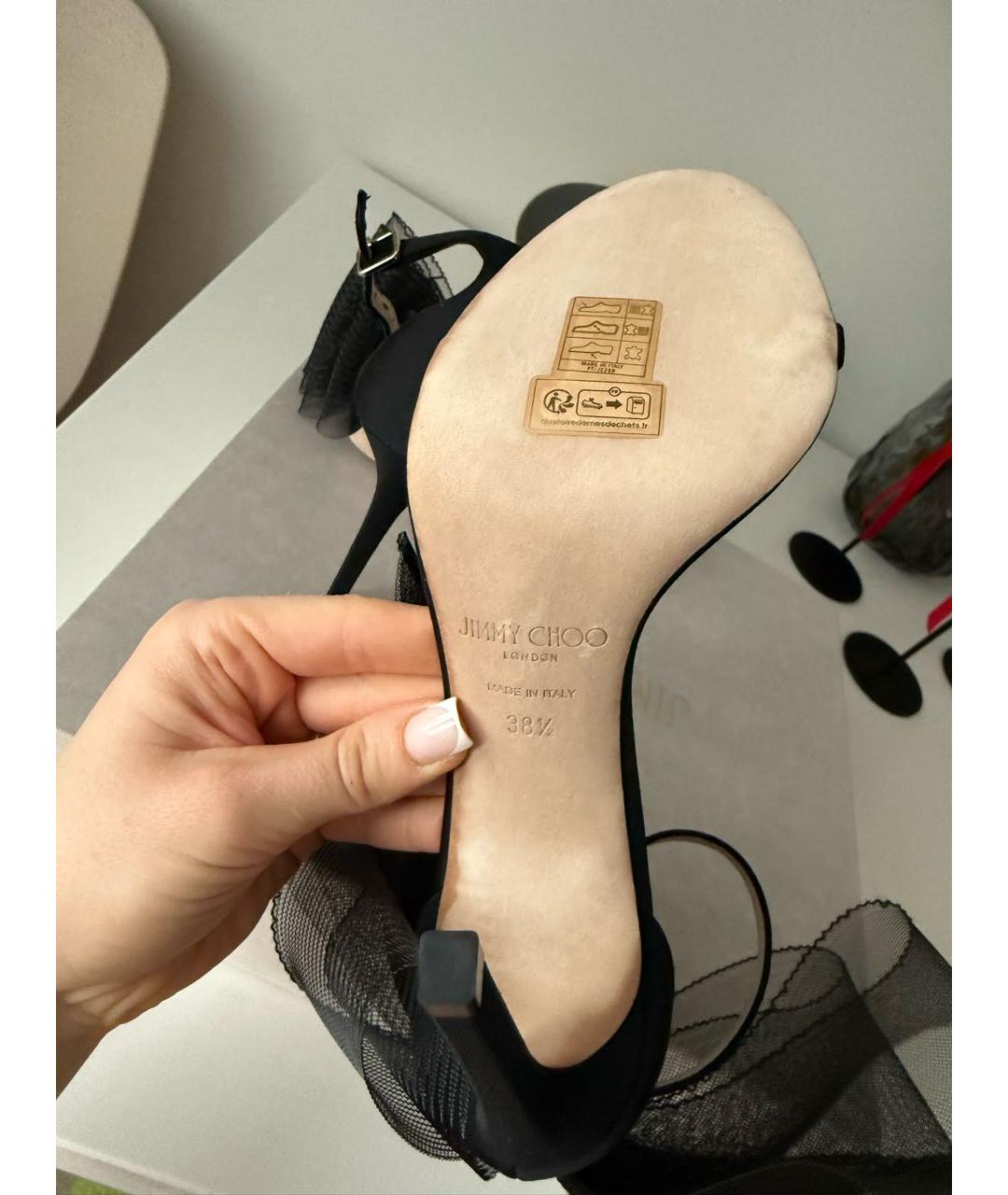 JIMMY CHOO Черные текстильные босоножки, фото 5