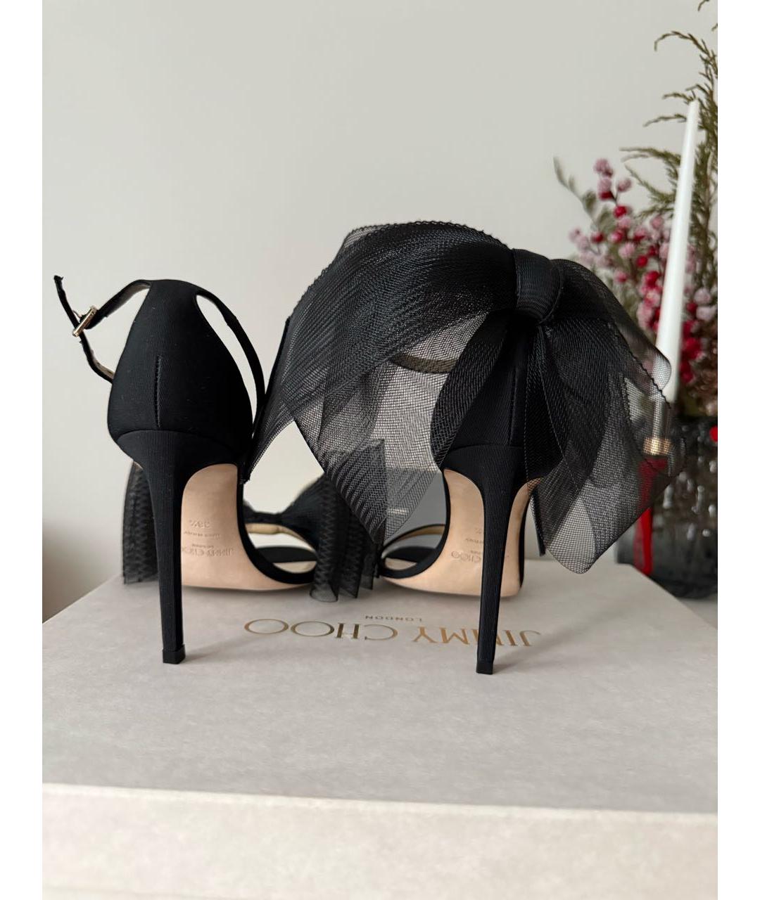 JIMMY CHOO Черные текстильные босоножки, фото 4