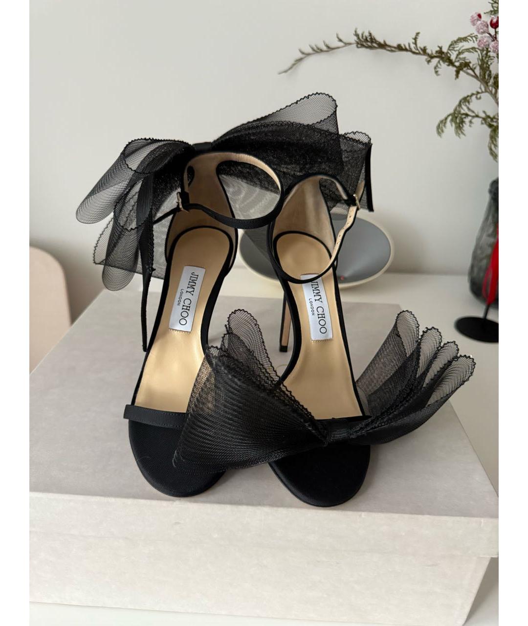 JIMMY CHOO Черные текстильные босоножки, фото 2