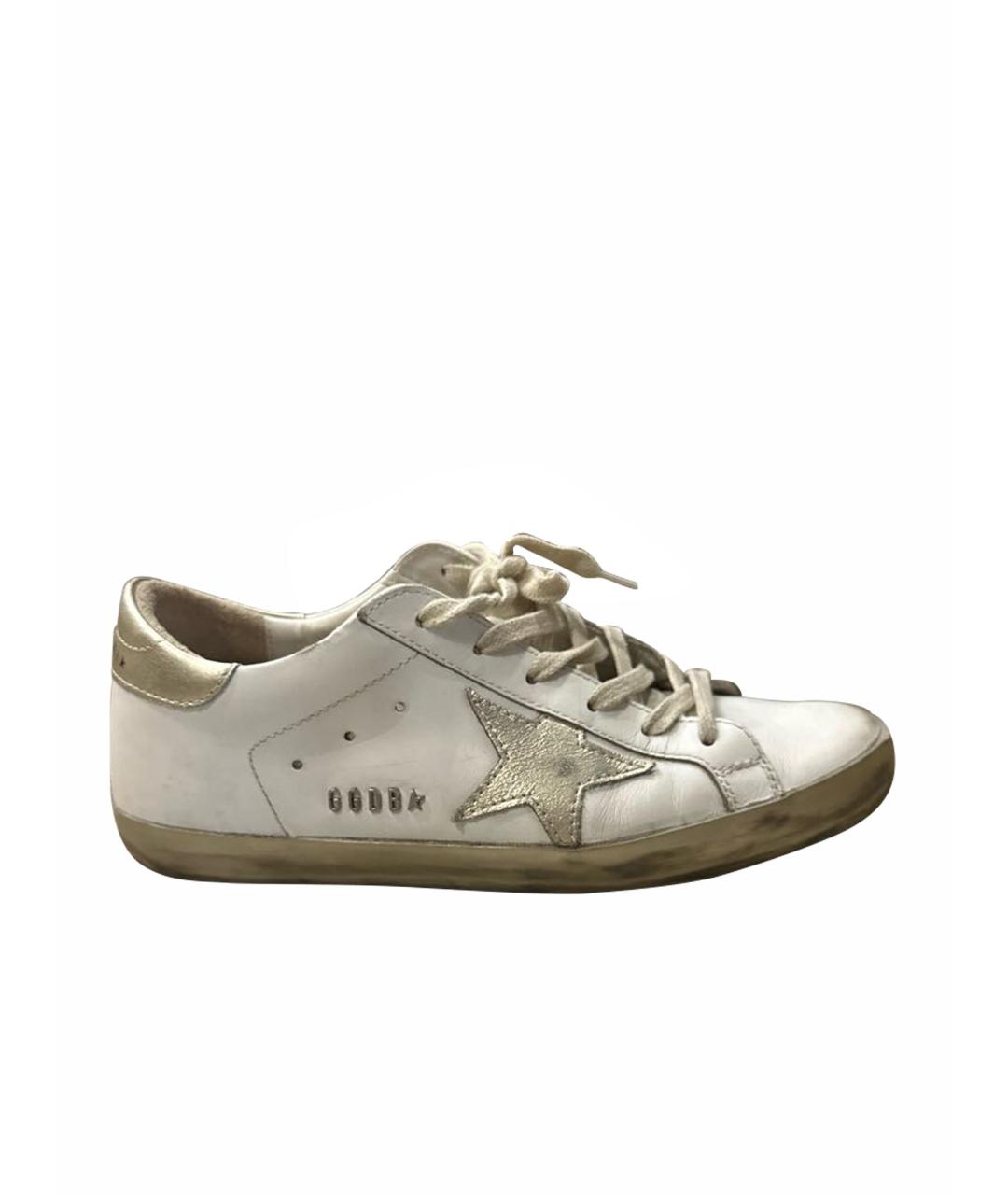 GOLDEN GOOSE DELUXE BRAND Бежевые кожаные кеды, фото 1