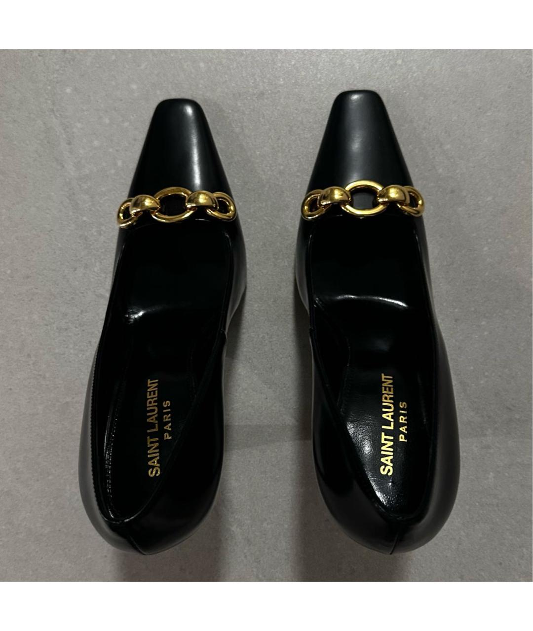 SAINT LAURENT Черные кожаные туфли, фото 3