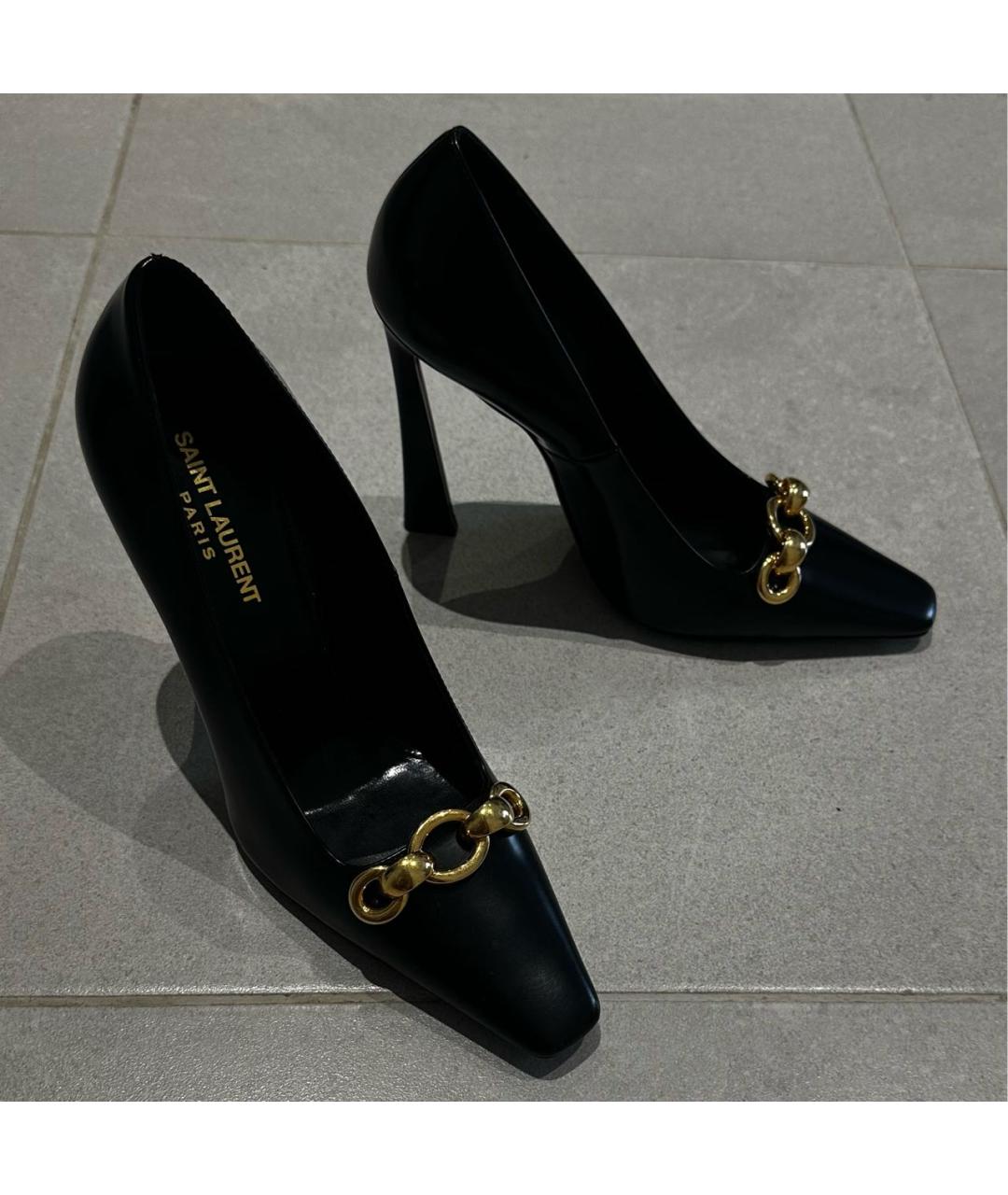 SAINT LAURENT Черные кожаные туфли, фото 2