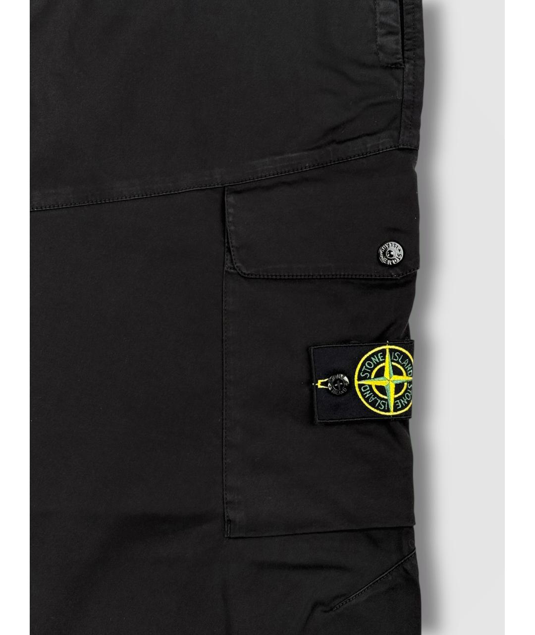 STONE ISLAND Черные хлопко-эластановые классические брюки, фото 3