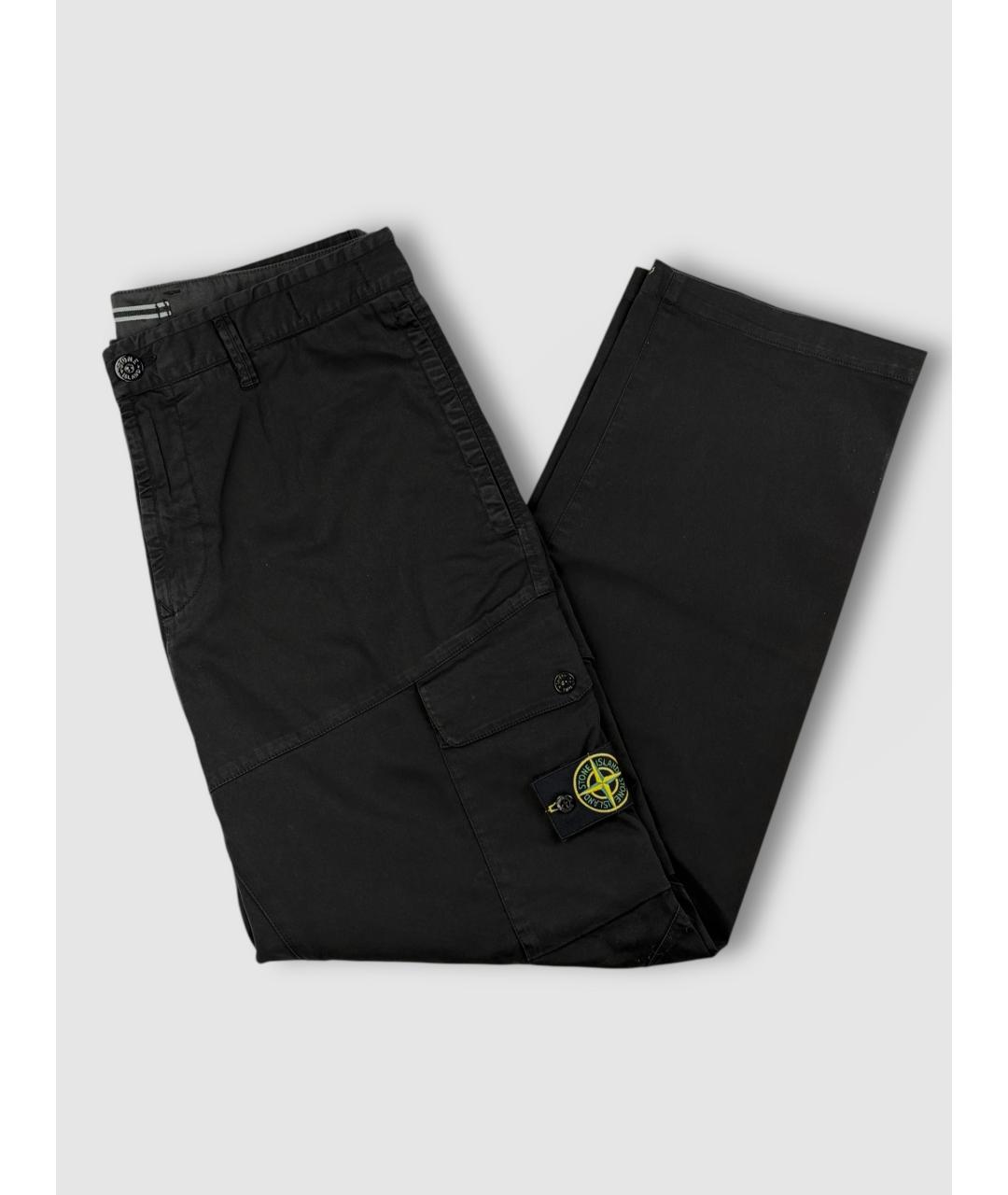 STONE ISLAND Черные хлопко-эластановые классические брюки, фото 2