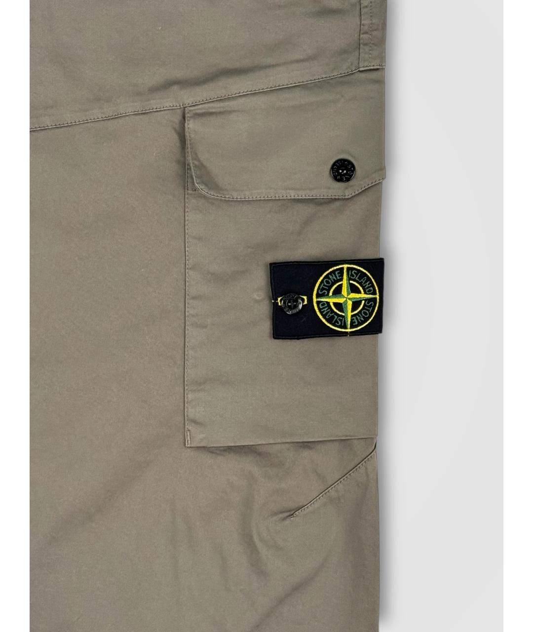 STONE ISLAND Коричневые хлопко-эластановые классические брюки, фото 5