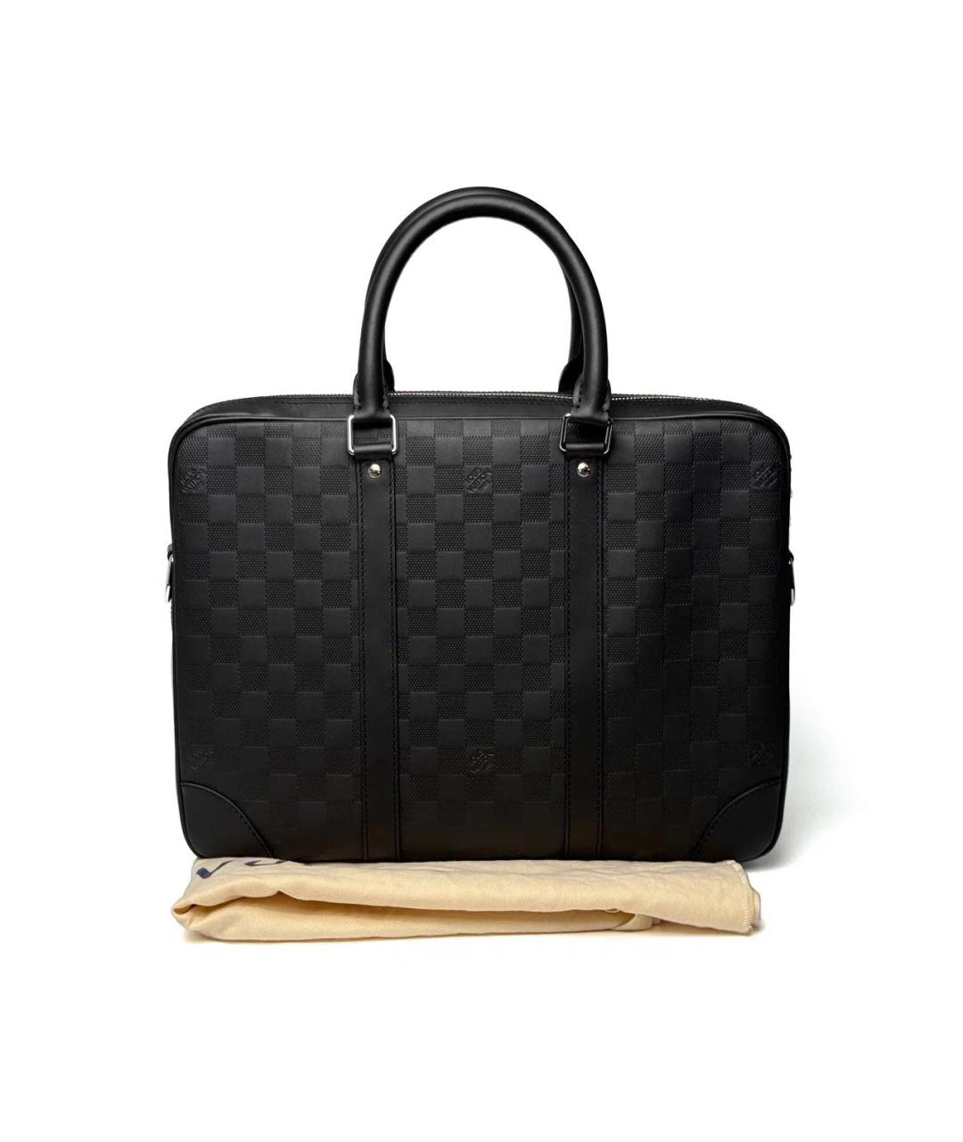 LOUIS VUITTON Черный кожаный портфель, фото 3