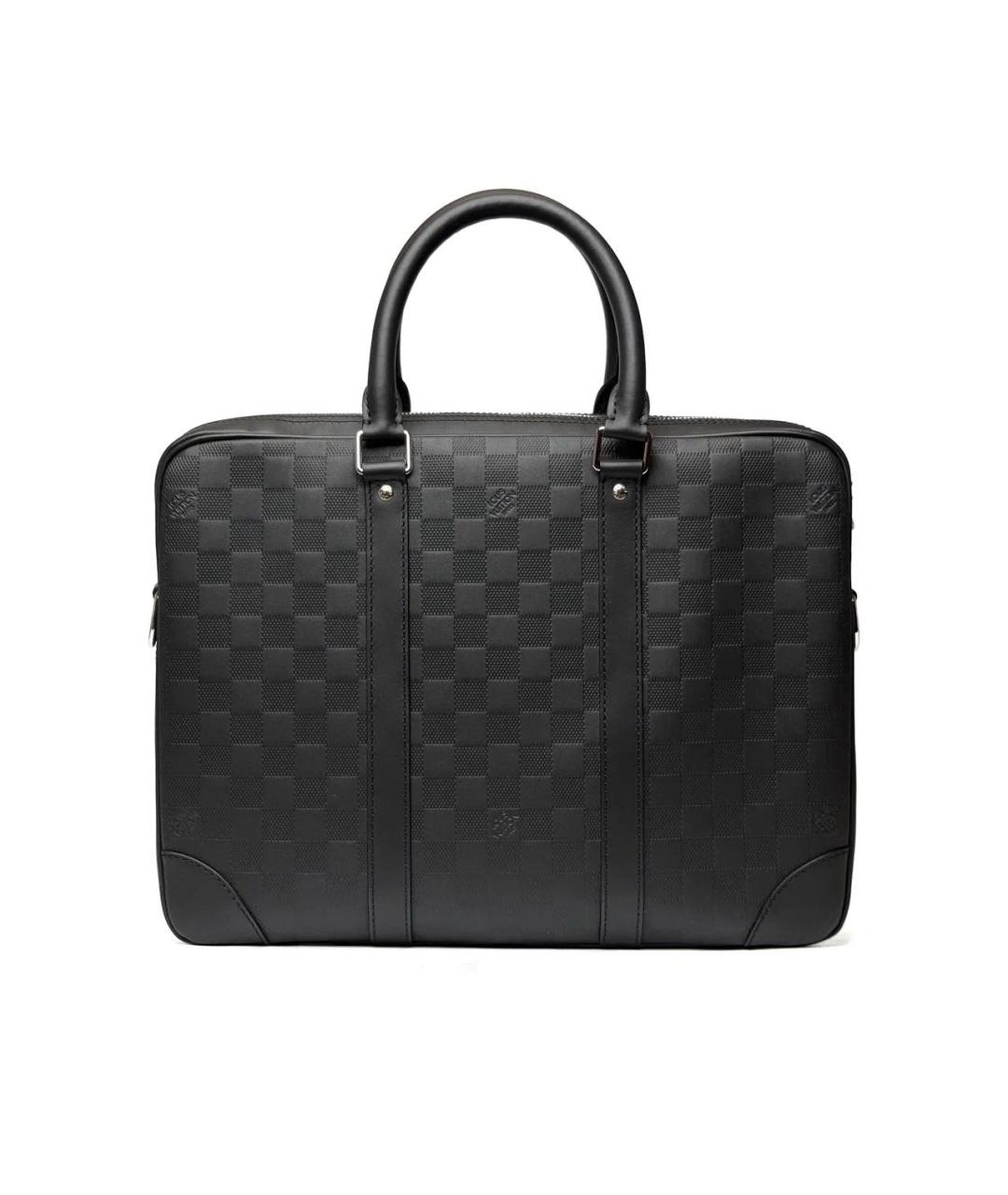 LOUIS VUITTON Черный кожаный портфель, фото 2