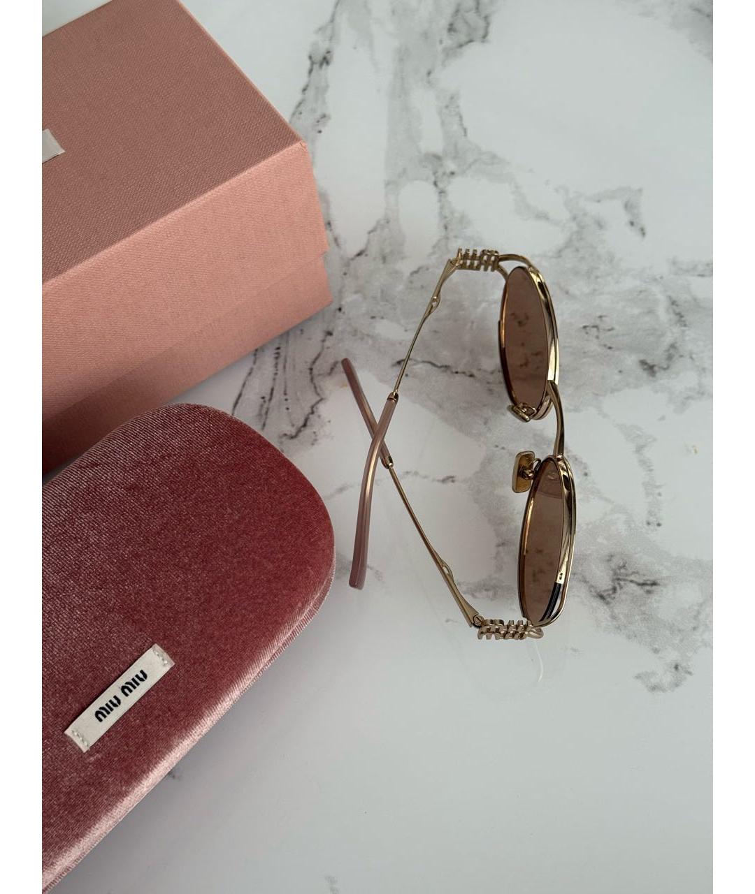 MIU MIU Золотые солнцезащитные очки, фото 4
