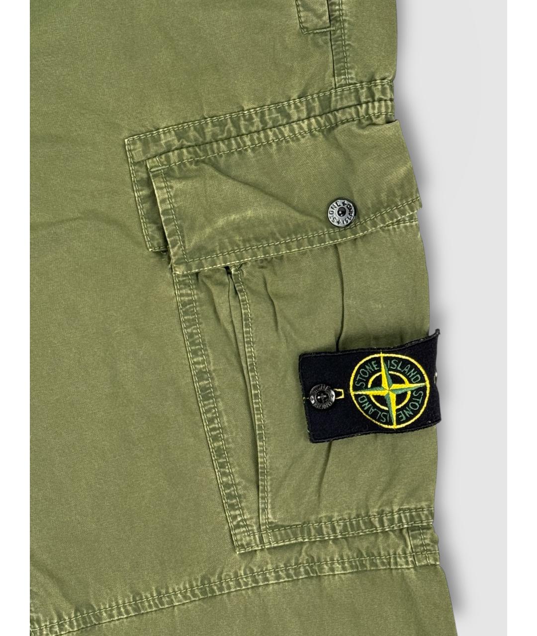 STONE ISLAND Зеленые хлопковые классические брюки, фото 5