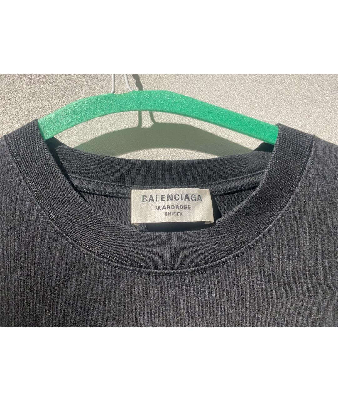 BALENCIAGA Черная хлопковая футболка, фото 3