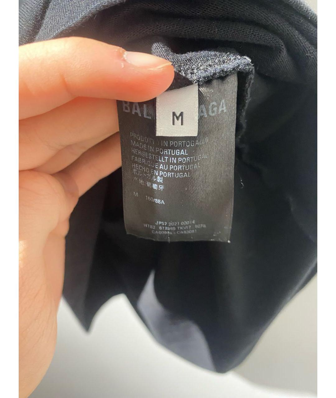 BALENCIAGA Черная хлопковая футболка, фото 4