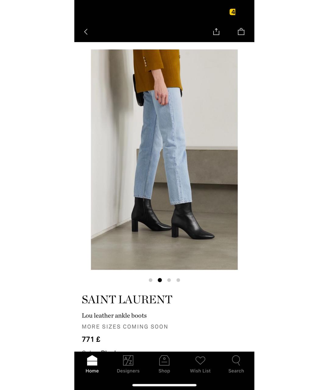 SAINT LAURENT Черные кожаные ботильоны, фото 3