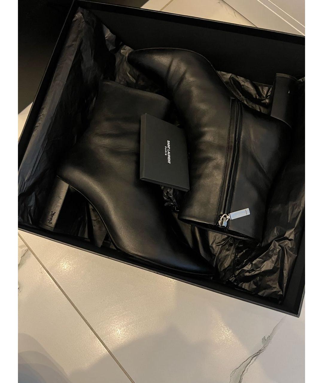 SAINT LAURENT Черные кожаные ботильоны, фото 2