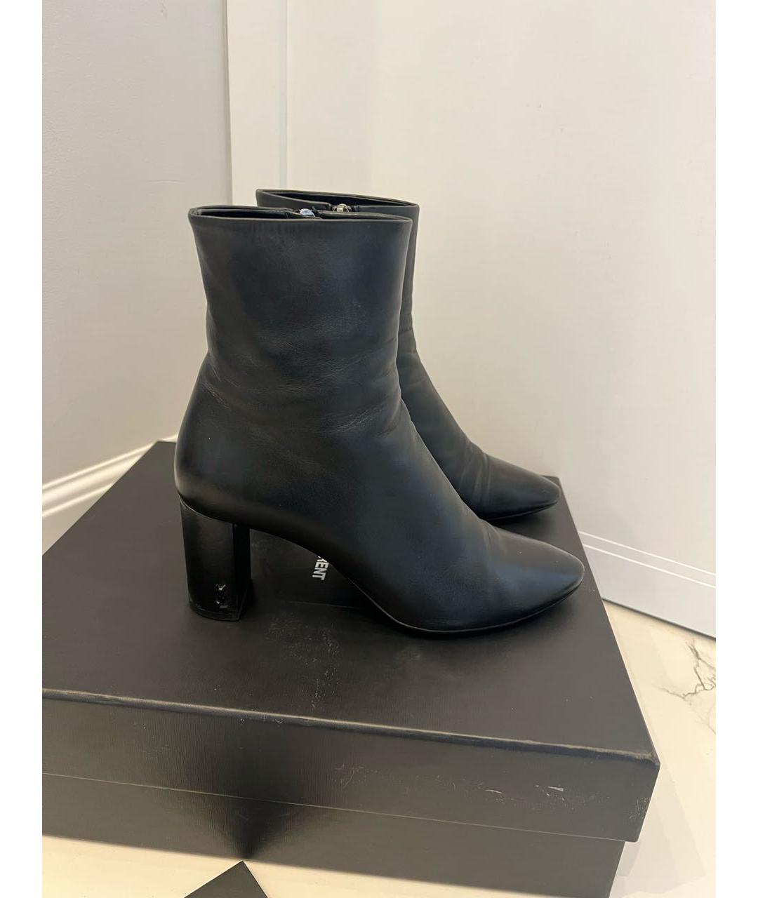 SAINT LAURENT Черные кожаные ботильоны, фото 9