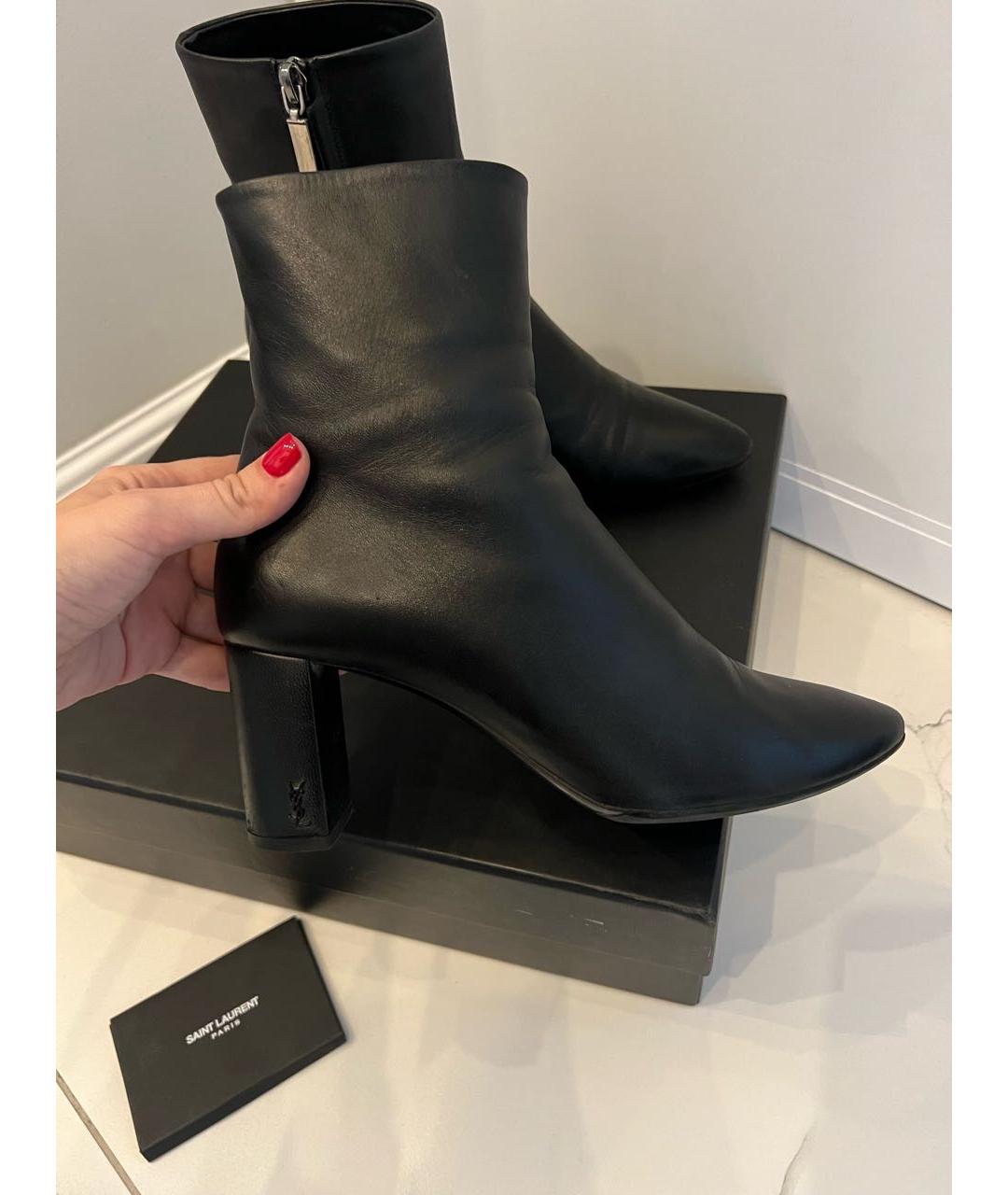 SAINT LAURENT Черные кожаные ботильоны, фото 6