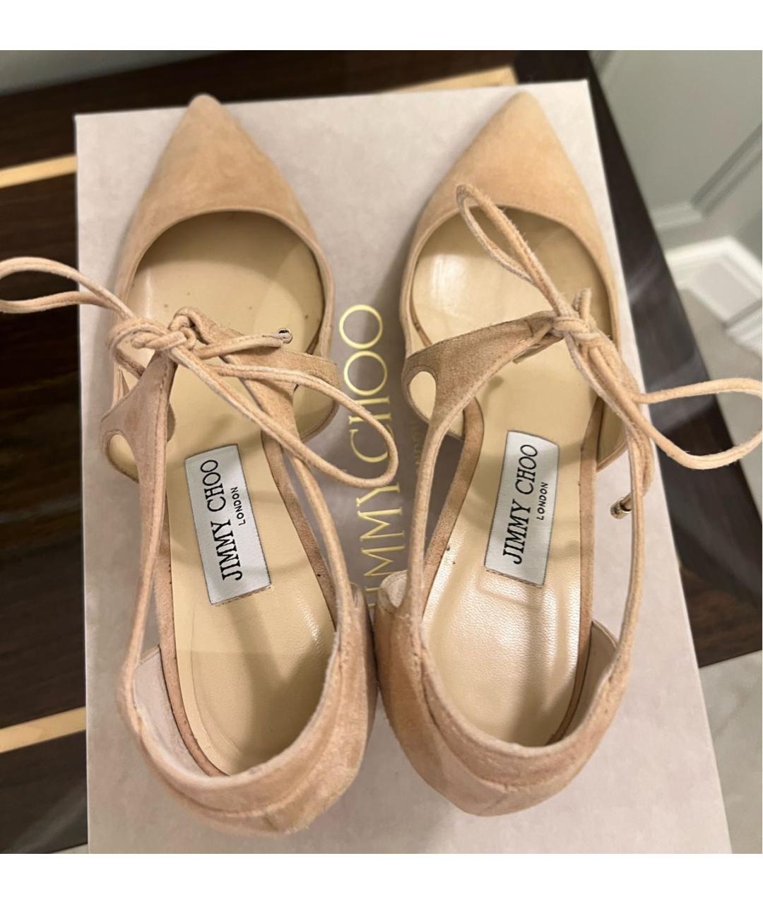 JIMMY CHOO Бежевые замшевые туфли, фото 2